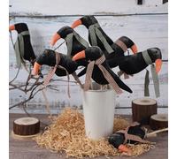 RattanView 8 Pcs Primitive Crow on Stick Rustic Crow Decor Artificial Fake Crow Black Bird Primitive Fall Decor Halloween Table Centerpieces Decor Primitive Halloween Black Bird Home Decor
