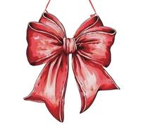 RattanView Christmas Red Bow Wooden Hanging Sign Xmas Coquette Bow Wall Hanging Hanger Preppy Wall Art Bowknot Welcome Door Sign Girly Decor for Girls Room College Dorm Apartment Indoor Outdoor Porch