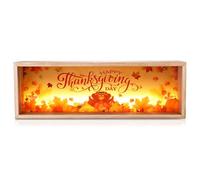 RattanView Holiday Decor Seasonal Decor Night Light LED Wooden Shadow Box for Autumn Thanksgiving Halloween Festival Decoration Creative Gifts Home Decor Desktop Room Shadow Frame Lamp (Thanksgiving)
