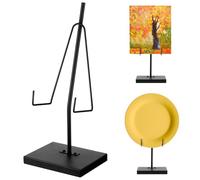 RattanView Metal Frame Holder Adjustable Tabletop Easel Stand Large Picture Stand Elevated Vertical Plaque Poster Easel Home Restaurant Book Photo and Platter Exhibition Black(10 x 5 x 4 Inches)