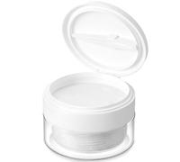 RattanView Toner Pad Travel Case with Pull Strap Inner Pad and Tweezers, 2.7 x 2.7 x 1.7 Inch Refillable Cotton Pads Holder, Flip Lid Cosmetic Jar for Eye Patches, Makeup Remover Pads, white, 0.3