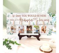 RattanView Wood Memory Table Sign 16 x 8 Inch in Loving Memory Wedding Sign with 5 Clips Wedding Decor for Ceremony and Reception Wooden Memorial Picture Board to Honor Souls(Eucalyptus 4)