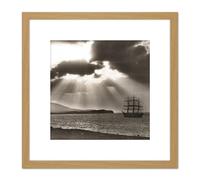 Rattar Wind Bound Lerwick Clipper Ship Maella Photo 8X8 Inch Square Wooden Framed Wall Art Print Picture with Mount Artery8 Light Oak One Size