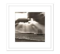 Rattar Wind Bound Lerwick Clipper Ship Maella Photo 8X8 Inch Square Wooden Framed Wall Art Print Picture with Mount Artery8 White One Size