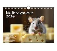 Rattenzauber DIN A4 calendar for 2026 rats, gift set, contents: 1 x calendar, 1 x Christmas pendant, 1 x greeting tag (total 3 pieces)