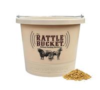 Rattle Bucket - Animal Feed Bucket with Rattle Sound for Horses, Goats, Cows, Chickens, Livestock | Durable Feeding & Herding Tool