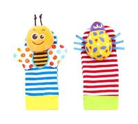 Rattle Socks - Soft Wrist Rattle Set | Foot Finder Socks & Wristbands as Learning Toy for Auditory Development, 0-6 Months Babý Toy Made of PP Cotton for Stroller & Home