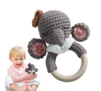 Rattle Toy for Babies - Shake Sensory Crochet Animal Rattle - Soothing Teether Toy, Easter Basket Stuffers, Stuffed Animals, Baby Shower Decor for Kids