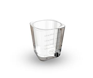 Rattleware 2 Oz Graduated Shot Glass Heavyweight Break-Resistant Glass with White Etched Measurements in mL - Durable Espresso Cocktail Measuring Glass for Bar Cart Home Bar Cafe Use