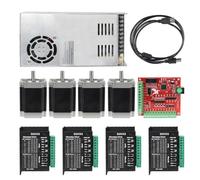 RATTMMOTOR CNC Controller Kit, 4 Axis CNC Kit with Nema23 Stepper Motor 57*76mm 270Oz-in 3A 1.8Nm, TB6600 Driver 4A, USB Mach3 CNC Motion Control Card Breakout Board, 24V Power Supply for CNC Machine