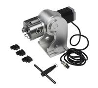 RATTMMOTOR D80 CNC 4th Axis Rotary Axis 129mm Center Height 3 Jaws Diameter 80mm Lathe Rotary Chuck with 57 * 57 * 76mm Stepper Motor for Fiber Laser Metal Carving Engraving Marking Machine