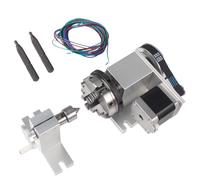 RATTMMOTOR K12-65mm Type Divding Head with 54mm Tailstock, Reducing Ratio 4:1 CNC 4th-Axis A-Axis Rotation-Axis, Indexing Head+K02-63mm 4 Jaw Chuck+Nema17 Stepper Motor for CNC Router Engraver Machine