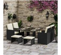 Rattrix Outdoor Garden 9PC PE RATTAN CUBE DINING SET