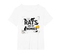 Ratz are My Homies - Funny Rodent Lover Quote Gift T-Shirt, Women's Plus, White, 1X