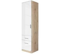Rauch Celle 47cm Sonoma Oak and White Gloss Wardrobe with Drawers - LH Door