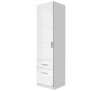 Rauch Celle 47cm White Gloss Wardrobe with Drawers - LH Door
