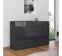 Rauch Flipp 2 Door Sideboard with Adjustable Height - 160cm - Graphite and Basalt Glass