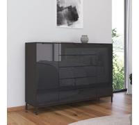 Rauch Flipp 2 Door Sideboard with Metal Base - 160cm - Graphite and Basalt Glass