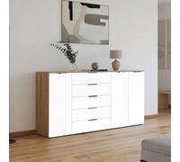 Rauch Flipp 3 Door Sideboard with Adjustable Height - 199cm - Artisan Oak and Alpine White