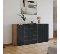 Rauch Flipp 3 Door Sideboard with Adjustable Height - 199cm - Artisan Oak and Graphite