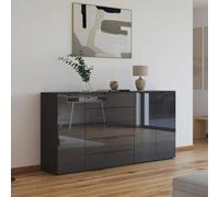 Rauch Flipp 3 Door Sideboard with Adjustable Height - 199cm - Graphite and Basalt Glass