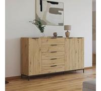 Rauch Flipp 3 Door Sideboard with Metal Base - 199cm - Artisan Oak