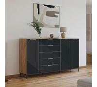 Rauch Flipp 3 Door Sideboard with Metal Base - 199cm - Artisan Oak and Graphite