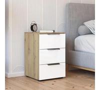 Rauch Flipp 3 Drawer Bedside Cabinet with Adjustable Height - Artisan Oak and Alpine White