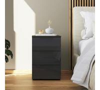 Rauch Flipp 3 Drawer Bedside Cabinet with Adjustable Height - Graphite and Basalt Glass