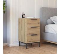 Rauch Flipp 3 Drawer Bedside Cabinet with Metal Base - Artisan Oak