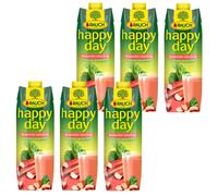 Rauch Happy Day Rhubarb Fruit Juice Syrup Tangy Herb 1000ml 6-Pack