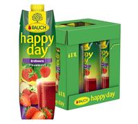 Rauch Happy Day Strawberry Intense Strawberry Flavour Refined with Apple and Lemon 6 x 1 Litre Tetra Prism