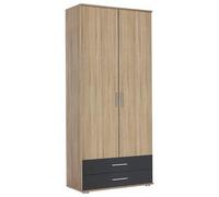 Rauch Rasant Extra 85cm 2 Door Wardrobe with Drawer - Sonoma Oak and Metallic Dark Grey