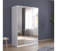 Rauch Reflect 136cm 3 Door Mirrored Wardrobe with Interior Division - Alpine White