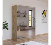 Rauch Reflect 136cm 3 Door Mirrored Wardrobe with Interior Division - Artisan Oak