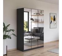 Rauch Reflect 136cm 3 Door Mirrored Wardrobe with Interior Division - Metallic Dark Grey