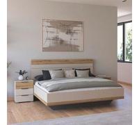 Rauch Sajo 5ft King Size Bed with 2 Bedside Cabinet - Champagne and Artisan Oak