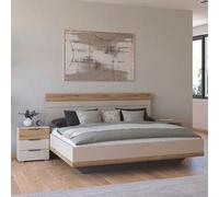 Rauch Sajo 6ft Queen Size Bed with 2 Bedside Cabinet - Champagne and Artisan Oak