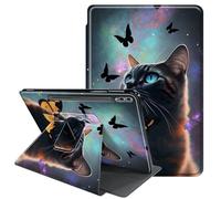 RAUEDWDJS Case for Samsung Galaxy Tab S10 Plus/S9 FE Plus 12.4" with S Pen Holder-360 Rotating Multi-Angle Viewing Protective Cover with Auto Sleep/Wake for S9 Plus-Cat Butterfly