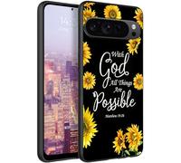 RAUEDWDJS for Google Pixel 10-Pro-XL Soft TPU Case,Slim Fit Anti Scratch Non-Slip Shock Absorption Protective Cover Case 6.8" 2025-Sunflower Matthew 19:26