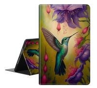 RAUEDWDJS for iPad Air 13 Inch Case M3/M2 2025/2024,for iPad Pro 12.9 Case 2022/2021/2020 6th/5th/4th Gen,PU Leather Slim Standing Smart Cover with Auto Sleep/Wake,Hummingbird Flower