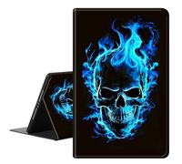 RAUEDWDJS for iPad Air 13 Inch Case M3/M2 2025/2024,for iPad Pro 12.9 Case 2022/2021/2020 6th/5th/4th Gen,PU Leather Slim Standing Smart Cover with Auto Sleep/Wake,Blue Skull