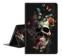 RAUEDWDJS for Microsoft Surface Pro 7 Case,PU Leather Slim Standing Smart Cover Case for Microsoft Surface Pro 7 Plus/6/5/4 12.3 inch-Skulls Art Butterflies