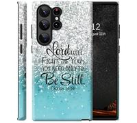 RAUEDWDJS for Samsung Galaxy S24 Ultra Case,Wireless Charging Compatible,Dual-Layer Hybrid Rugged Shockproof Drop Phone Protective Cover 6.8" 2024,Glitter Blue Exodus 14:14