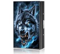 RAUEDWDJS Metal Wallet,Credit Card Holder for Women Men,Small Card Holder Wallet, Angry Wolf, Modern