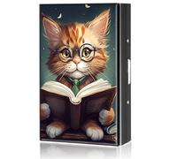 RAUEDWDJS Metal Wallet,Credit Card Holder for Women Men,Small Card Holder Wallet, Reading Cat, Modern
