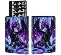 RAUEDWDJS Pop Up Wallet Women Men with Money Slot,RFID Blocking Leather Minimalist Automatic Credit Card Holder Business Trifold Card Case, Cute Little Dragon