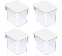 RAUKS 4pcs Pegboard Containers with Lid, Plastic Pegboard Organizer Box, Clear Pegboard Bins with Hooks, Pegboard Cup Holder Accessories for Garage Kitchen Craft Room Storage