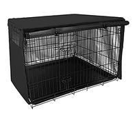 RAUKS Dog Crate Cover, Waterproof Oxford Fabric Heavy Duty Pet Kennel Cover, Breathable Double Door Dog Cage Cover, for Indoor Outdoor Protection Puppy Cage Cover Sunblock Summer/Winter Warm (M)