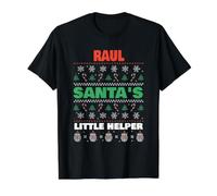 Raul Santa's Little Helper Funny Raul Name Christmas Value Graphic T-Shirt, Men, Black, L
